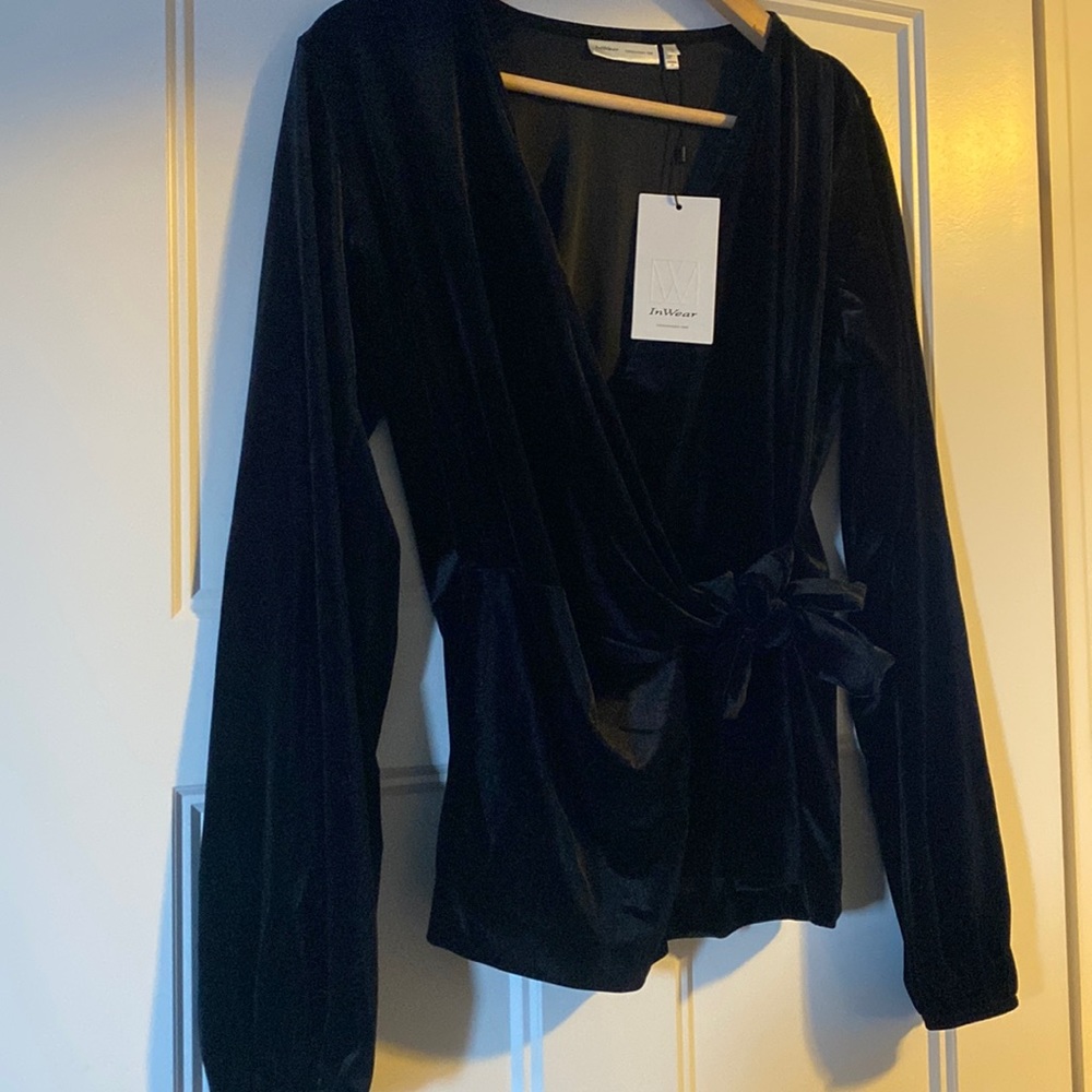 Black Velvet Wrap Top